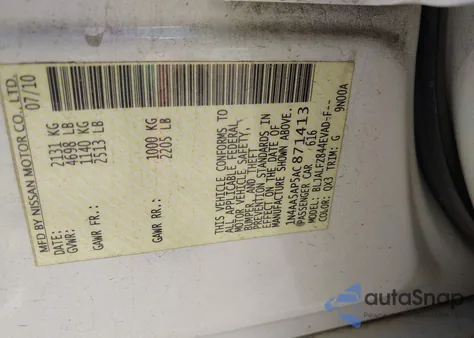 2010 Nissan Maxima 3.5 Sv из США, поврежденный, VIN 1N4AA5AP5AC871413